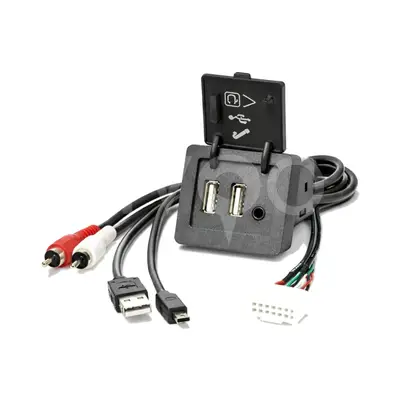 Araç İçi Kare USB AUX Giriş Paneli (Çift USB + AUX)