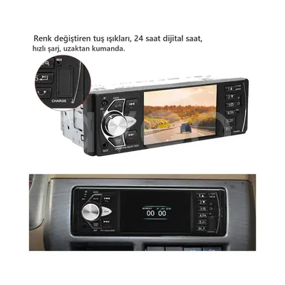 4.1 İnç Bluetooth'lu MP5 Oto Teyp 4022D (Tek Din, USB, AUX, FM)