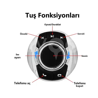 8 Tuşlu Kablosuz Direksiyon Kumandası, Fincan Tipi LED Işıklı