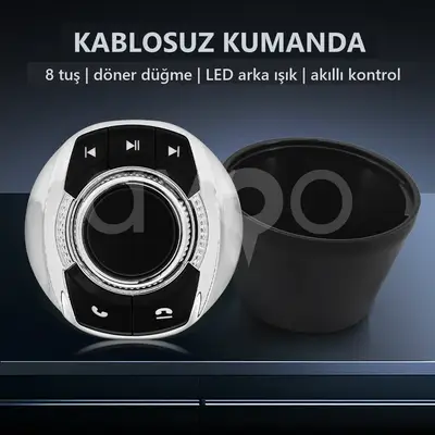 8 Tuşlu Kablosuz Direksiyon Kumandası, Fincan Tipi LED Işıklı