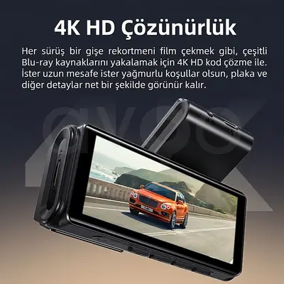 A10 4K+2K Çift Kameralı GPSli Araç İçi Kayıt Kamerası