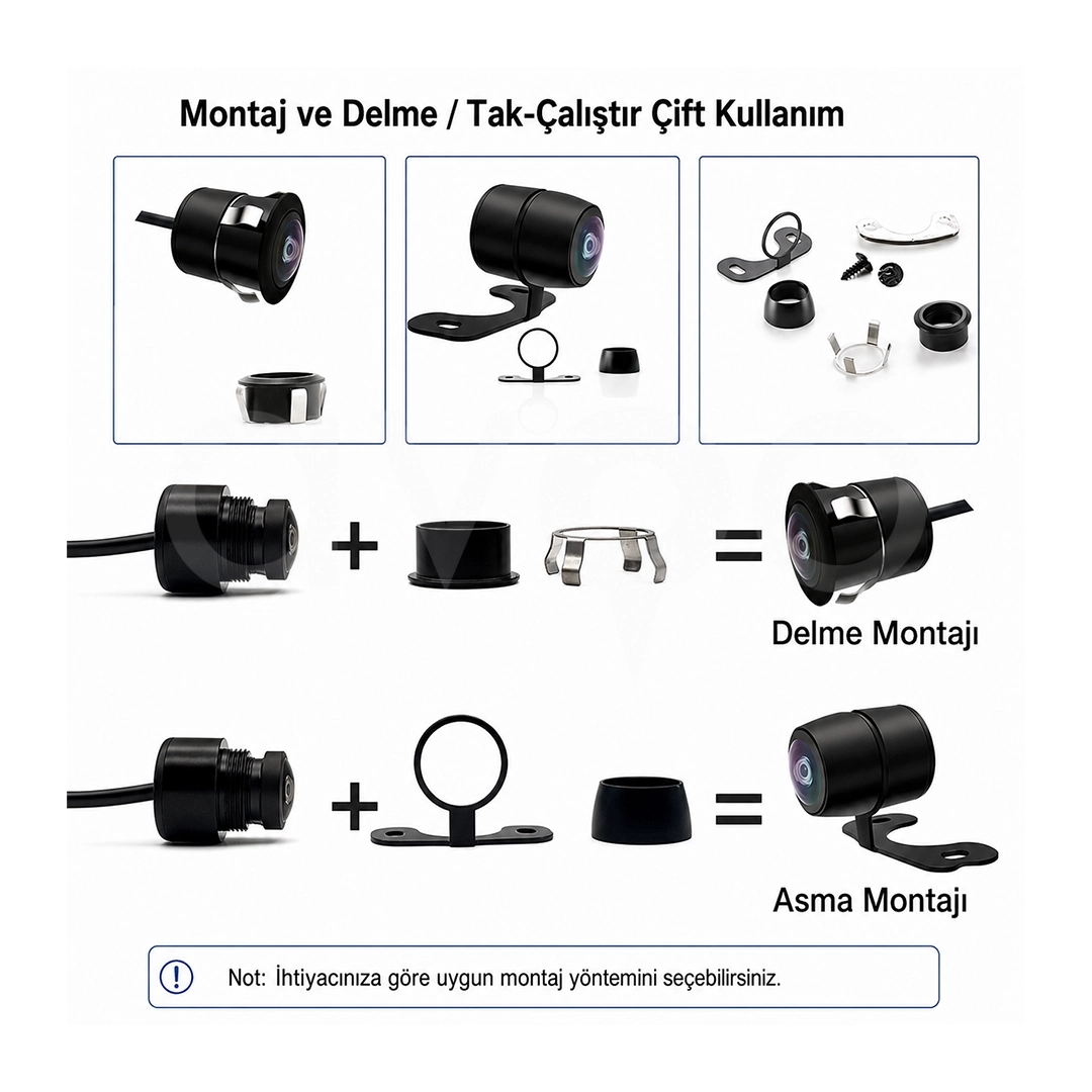 Universal Mini Geri Görüş Kamerası 170° IP68