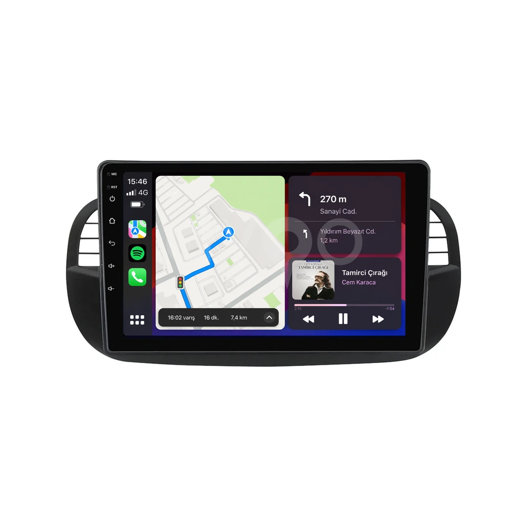 Fiat 500C Android Siyah Multimedya Sistemi (2009-2015)