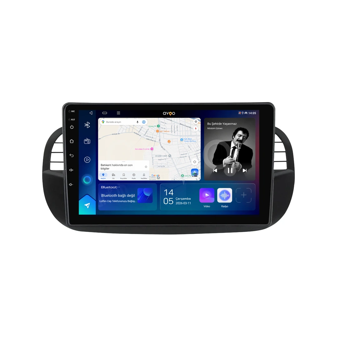 Fiat 500C Android Siyah Multimedya Sistemi (2009-2015)