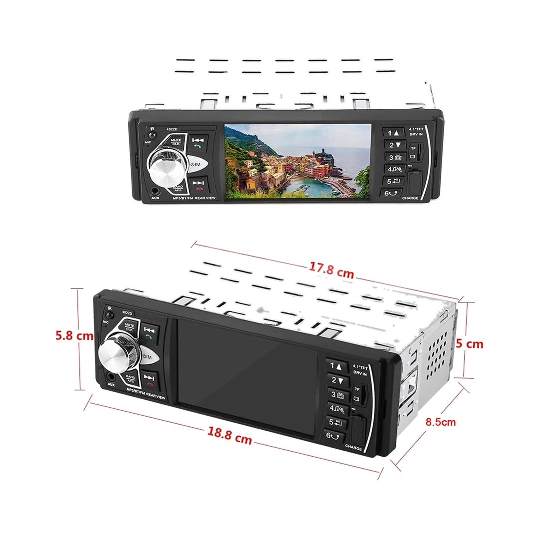 4.1 İnç Bluetooth'lu MP5 Oto Teyp 4022D (Tek Din, USB, AUX, FM)