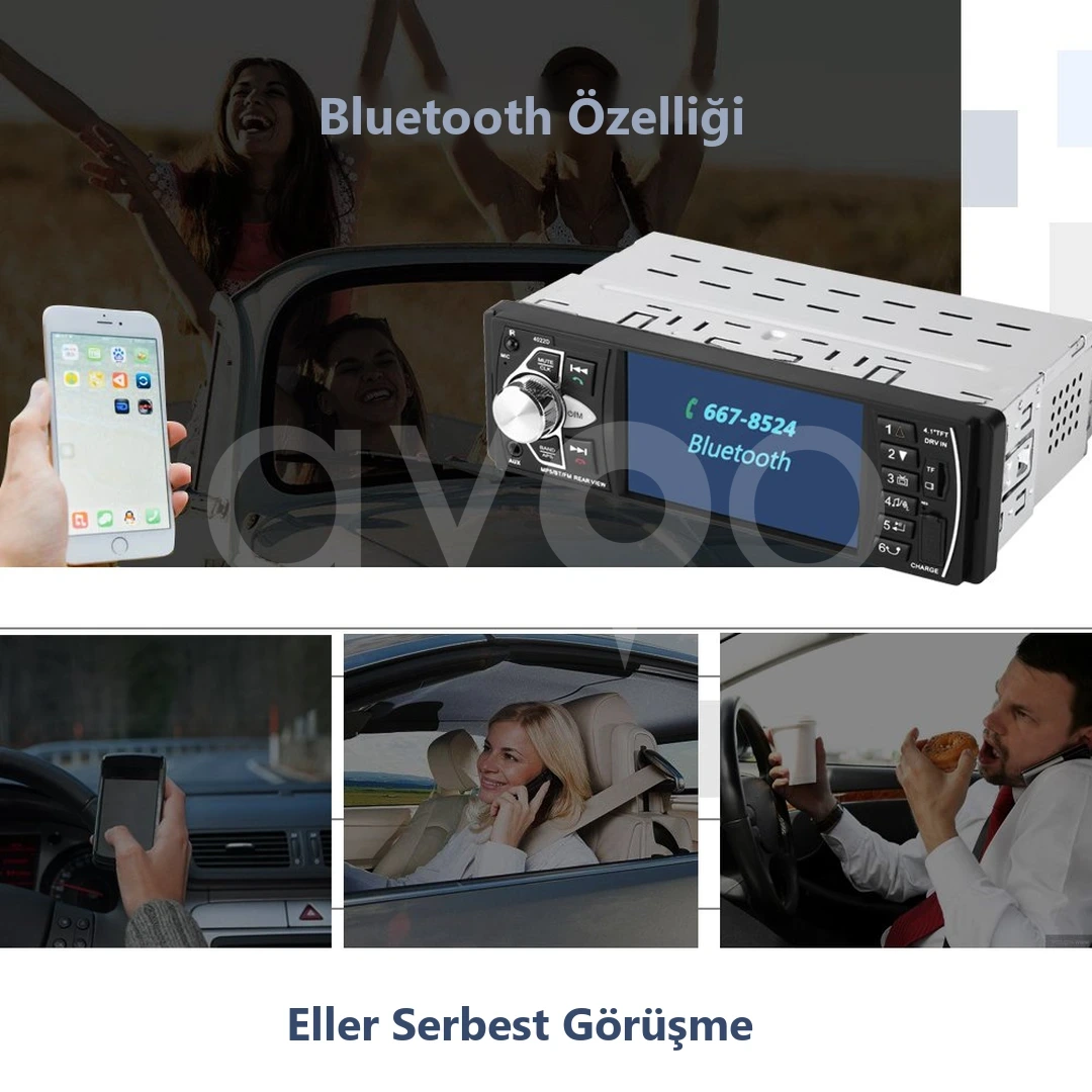 4.1 İnç Bluetooth'lu MP5 Oto Teyp 4022D (Tek Din, USB, AUX, FM)