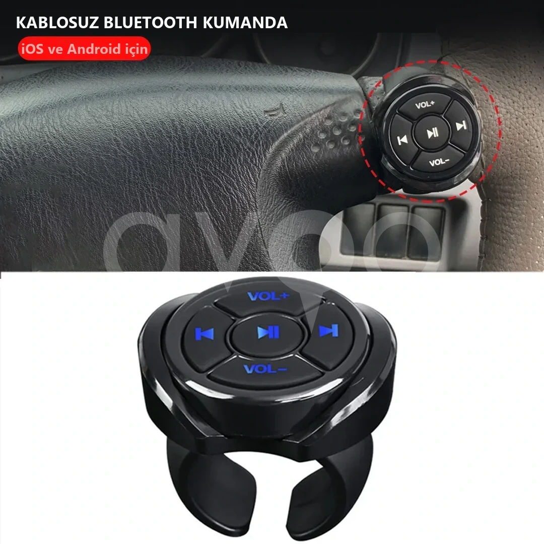 Bluetooth Direksiyon Kumandası, Telefon Müzik Kontrolü (Yüzük Tipi)