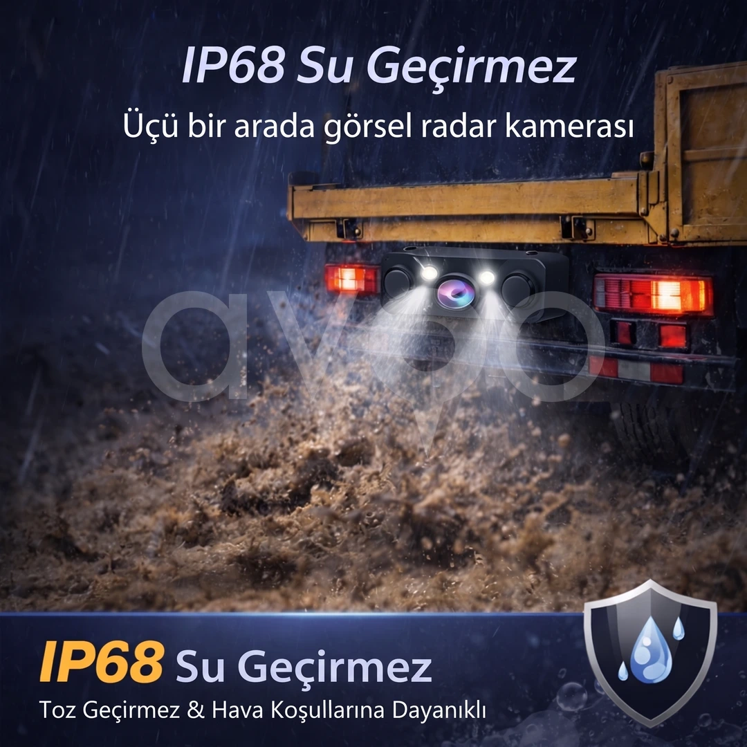 Park Sensörlü Geri Görüş Kamerası 3'ü 1 Arada AHD
