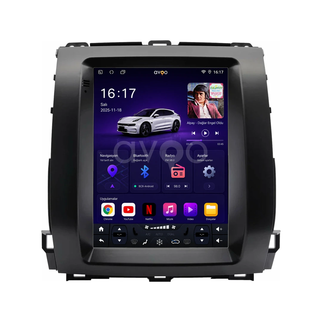 Toyota Land Cruiser Prado Android Tesla Multimedya Sistemi (2003-2009)