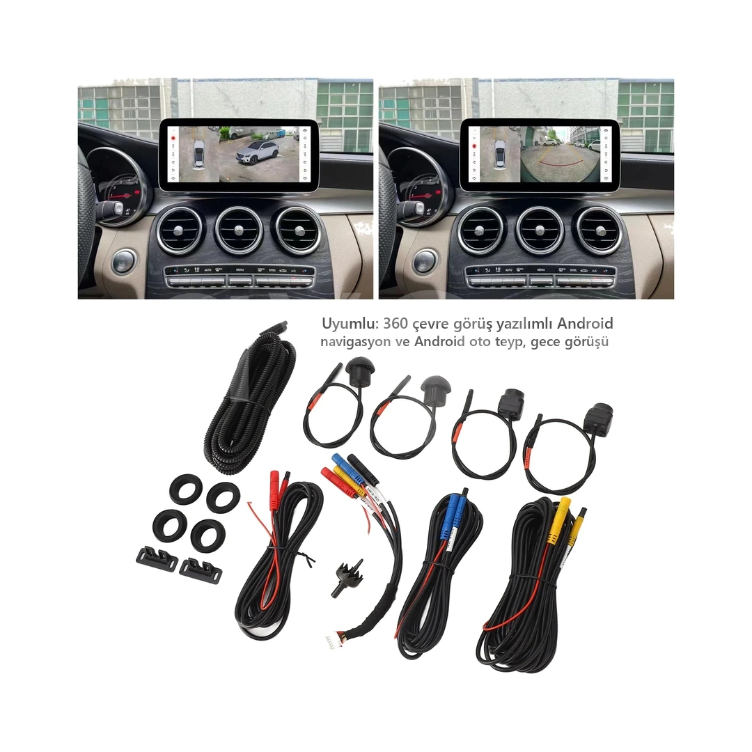 360 Derece Araç Kamera Sistemi 1080P AHD (4 Kameralı Kit)